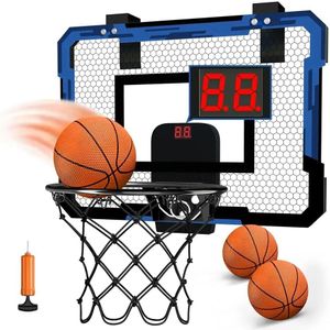 Basketballkorb, Indoor Basketball Korb Tür für Kinder Erwachsene, LED-Anzeige, 3 Bällen, für Zuhause, Schlafzimmer und Büro
