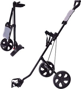 GOPLUS 2-Rad Trolley, Golftrolley mit Anzeigetafel, klappbarer Golfwagen mit verstellbarem Gurt und bequem Griff, Golfkart mit Fußbremse, schwarz