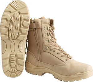 Mil-Tec - TACTICAL BOOT M.YKK ZIPPER Khaki Einsatzstiefel Outdoor Reißverschluss Beige Schuhe Größe 45 (US12)