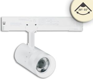 ISOLED 3-Phasen Schienen-Strahler fokussierbar, 12W, 20°-55°, weiß matt, 3000K, DALI dimmbar