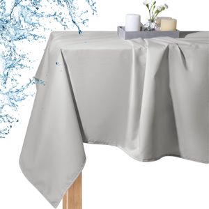 Fleckenabweisende Gartentischdecke 140X240, Wasserdichte Terrasse, Balkon, Aussen, Grau
