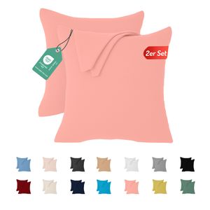 Jersey Kissenbezug 2er Set 40x40 cm 100% Baumwolle Rosa