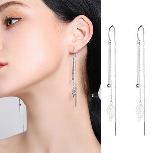 1 Paar baumelnde Ohrringe, antiallergisch, elegante Ohrdekoration, koreanischer Stil, Temperament, lange Blatt-Quastenohrringe für Dating
