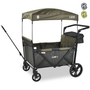 FableKids Bollerwagen LEO X4Lite mit Dach faltbarer Transportwagen Safari Grün