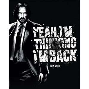 John Wick - Tlač na plátno "Áno, myslím, že som späť", široká PM10588 (50 cm x 40 cm) (biela/čierna)