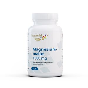 Vita World Magnesiummalat 1000 mg | 120 Kapseln | vegan | gluten- und laktosefrei