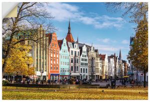 ARTland Wandbild, selbstklebend Kröpeliner Straße in Rostock im Herbst Größe: 120x80 cm