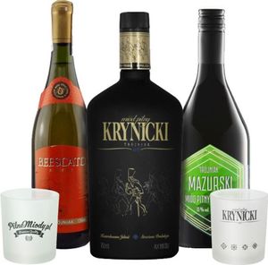 Set mit 3 Trójniak-Drittel Mets mit 2 Bechern|Beescato, Krynicki, Mazurski| | 2200ml | 13% Alkohol Metwein | Polnische Produktion
