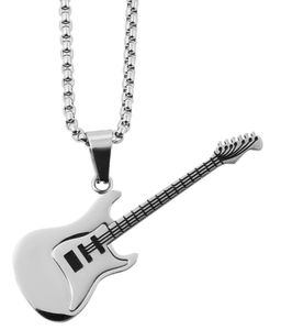 Halskette mit Anhänger Gitarre silberfarbig Edelstahlkette