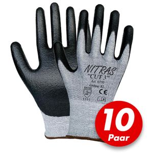 NITRAS 6350 CUT 3 Schnittschutzhandschuhe Arbeitshandschuhe Handschuhe - 10 Paar Größe:8