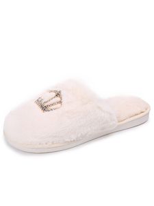 Damen Bedruckte Hausschuhe Flache Schuhe Muller Runde Zehenschuhe Warme Baumwollhausschuhe,Farbe: Weiß,Größe:36-37