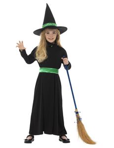Hexen-Kostüm für Mädchen Halloween-Kostüm schwarz-grün