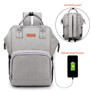 Maminka Cestovní batoh Velká přebalovací taška Dětská kojící taška s USB portem, (šedá)