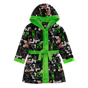 Minecraft - Chlapčenský župan NS7041 (158-164) (čierna/zelená/sivá)