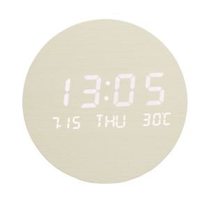 Kreativer LED Holz Wanduhr - Smarte Elektronische Uhr für Zuhause - Stilvolles Wohnaccessoire, Weiß