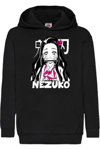 Nezuko Sister Kinder Kapuzenpullover Sweatshirts Anime Manga Demon Slayer Kimetsu no Yaiba, 12-13 Jahr - 152 / Schwarz