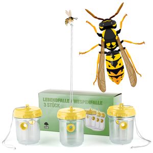 3er Set Wespenfalle Lebendfalle für Wespe, Fliege   Hornisse - Zum Aufhängen - Wespenschutz : Gelb