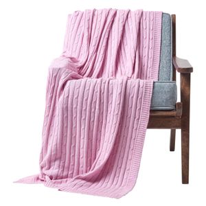 HOMESCAPES Baumwolldecke mit Zopfmuster, rosa, 150 x 200 cm