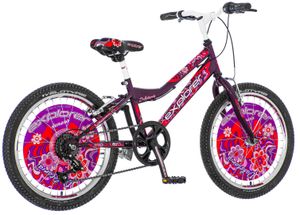 breluxx® 20 Zoll Kinderfahrrad Mountainbike Hardtail Explorer Dalstoria Sport lila, 6 Gang, inkl. Schutzbleche