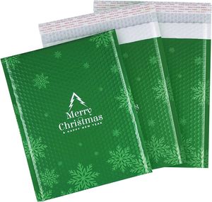 Homewit Luftpolsterumschläge A4 Grün, 30 Stück Weihnachten Schneeflocken Bubble Mailers - 23cm x 32cm Poly Padded Envelopes Selbstversiegelnde für Senden von Weihnachtskarten und Weihnachtsgeschenken