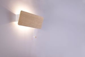 Wandlampe Holz Metall mit Zugschalter indirekte Beleuchtung Wandleuchte