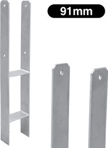 2x 91MM Pfostenanker H-Pfostenträger H-Anker Materialstärke 4.75 mm