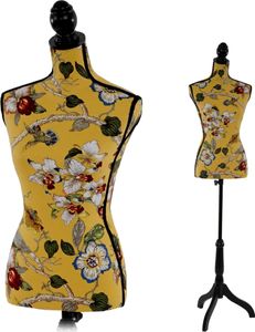 Schneiderpuppe T223, Schaufensterpuppe Torso weiblich, Fiberglas Gelb mit Blumen Schneiderpuppe T223, Schaufensterpuppe Torso weiblich, Fiberglas Gelb mit Blumen