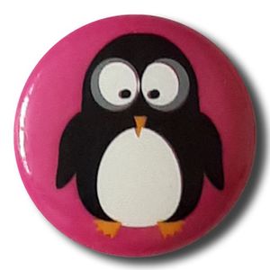 fröhlicher Pinguinknopf mit Öse Farben allgemein: Rose/Pink, Durchmesser: 15 mm