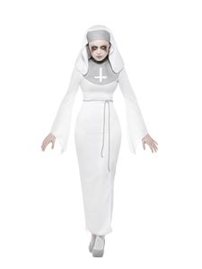 Damen Kostüm Irrenhaus Horror Nonne Halloween Gr.M