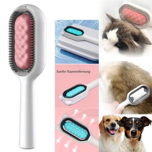 Haustier Reinigung Haarentfernung Kamm, Multifunktionale Tragbare Haarkamm Reinigungsbürste für die Reinigung Massieren und Pflege von Tierhaaren,Rosa