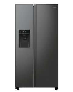Hisense RS5P535NTFE Side-By-Side Kühl-Gefrier-Kombination, 376 Liter Kühlteil, 190 Liter Gefrierteil, Wasser-/Eisspender, Total NoFrost, Multi AirFlow, FastFreeze, schwarz