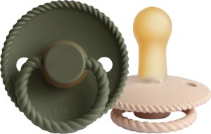 FRIGG Rope Schnuller Croissant / Olive 6-18 Monate 2 Stück