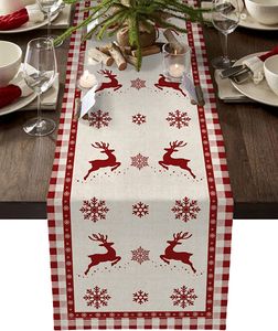 Weihnachts-Tischläufer, rustikaler Weihnachts-Schneeflocken-Tischläufer für Feiertags-Geburtstags-Party-Küchen-Esstisch-Innendekoration