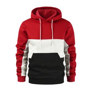 Herren Kapuzenpullover Jogging Hoodie Sweatshirt mit Kapuze Spleißen Freizeit Pullover Rot,Größe XXL