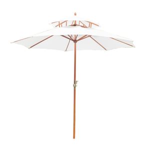 Outsunny Holz Sonnenschirm Holzschirm Gartenschirm Balkonschirm Doppeldach Creme
