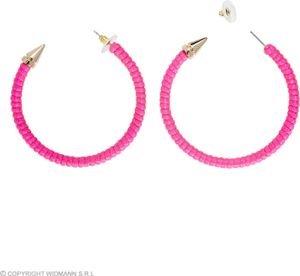 Neon pink Ohrringe  - Zubehör 80er 90 er Jahre Verkleidung