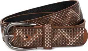 styleBREAKER Nietengürtel mit 2-farbigen Nieten im Zacken Look, Vintage Gürtel, kürzbar, Uni 03010069