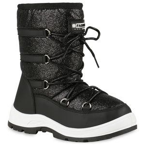 VAN HILL Dětské zimní boty s teplou podšívkou, šněrovací, pohodlné, třpytivé 838199, barva: černá, velikost: 34