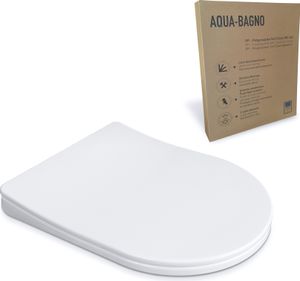 Aqua Bagno | WC Brille und Toilettendeckel mit Absenkautomatik, WC Sitz in D-Form, antibakteriell, universal, abnehmbar, Klodeckel aus Polypropylen, Weiß | Diamond