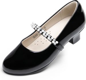 DREAM PAIRS Mädchen Mary Jane Strap Flache Schuhe Ballerinas Prinzessin Schuhe Flache Schulschuhe,Size 33.5,Schwarz-Pat,SDFL2403K