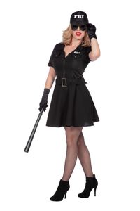 Damen Kostüm FBI Polizistin Polizei schwarz Kleid Karneval Fasching Gr. 46