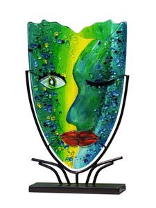 GILDE Vase Face Twinkle - grün - H. 49cm x B. 29cm