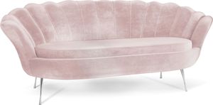 Samt Muschel Sofa mit Golden oder Silber Metallbeinen - Weicher 3-Sitzer Couch für Wohnzimmer - Elegant Polstersofa Muschelform - Soft Cloud Set - Silber Beinen - Rosa