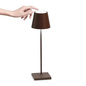 Zafferano Poldina Pro Tischlampe - Aufladbare LED Außenlampe - 38 cm - Braun