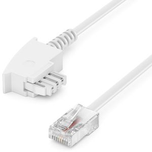 deleyCON 50m Routerkabel TAE-F auf RJ45 (8P2C) Anschlusskabel 99% Kupfer AWG 28 Kompatibel mit DSL ADSL VDSL Fritzbox Internet Router an Telefondose TAE - Weiß