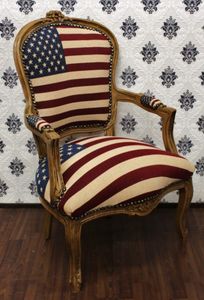 Barock Salon Stuhl USA Design / Wood - USA Style