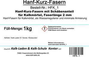 Hanf-Kurz-Fasern 2 mm, 1 kg,  für Fein-Kalkmörtel
