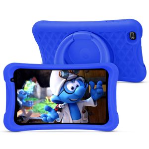 PRITOM L8 Kinder-Tablet, für Kinder von 2-12 Jahren, 8 Zoll HD-IPS-Display Android 10 Kinder-Tablet, Quad-Core-Prozessor, 2 GB RAM 32 GB ROM, 2.0 Frontkamera + 8.0 MP Rückfahrkamera, Blaue kindersichere Hülle