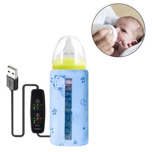 1 Stück Tragbarer Auto Reise Flaschenwärmer USB Milch Heat Keeper Baby Flaschenwärmer mit 1 Stück USB Datenkabel Säugling Flasche für Indoor, Outdoor, Reisen, Fahren (lebendiger Stil),Blue