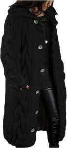 ASKSA Damen Strickjacke Grobstrick Casual Sweater Cardigan mit Knoepfen Oversize Strickcardigan, Armeegruen, XL